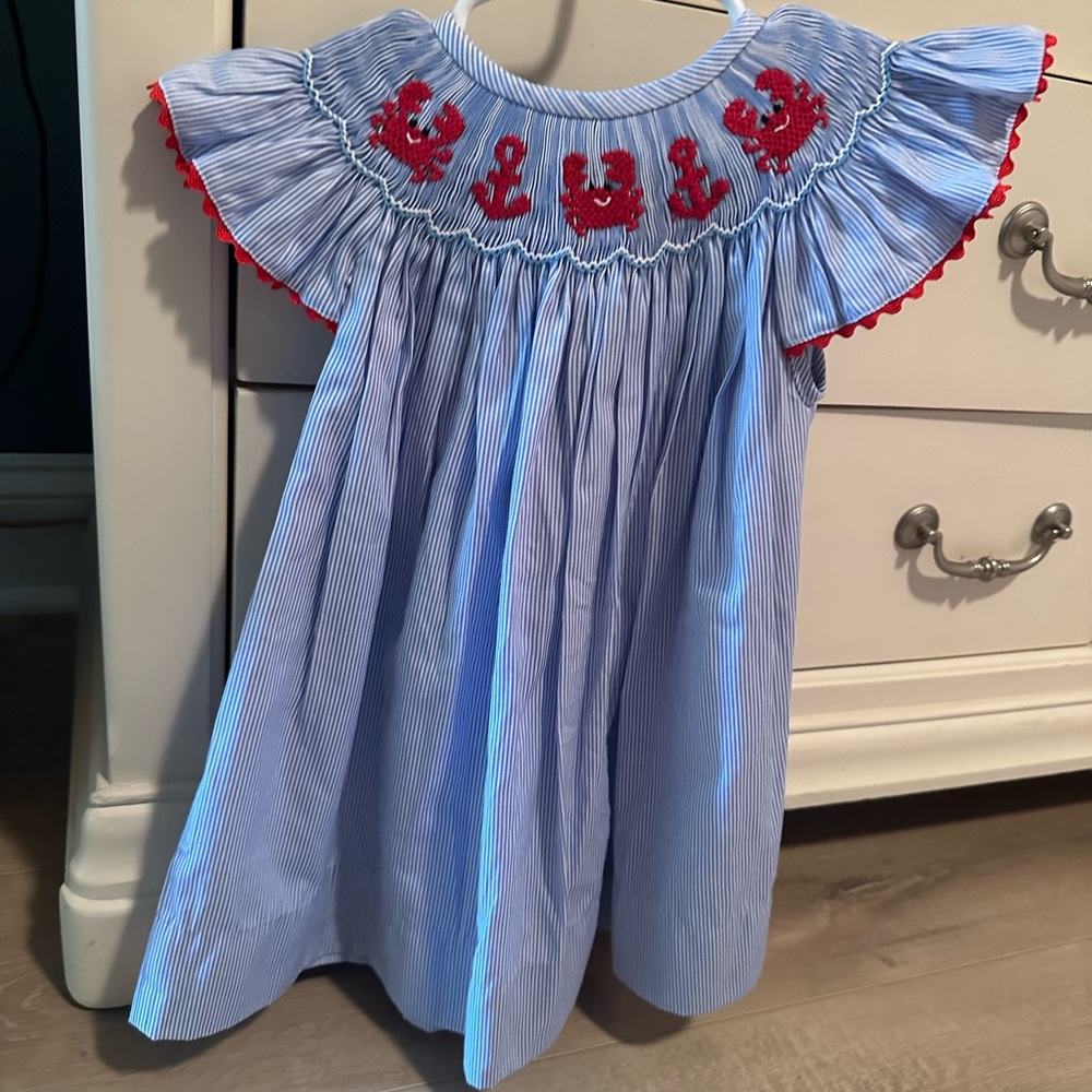 Blue and Red Smocked Dress